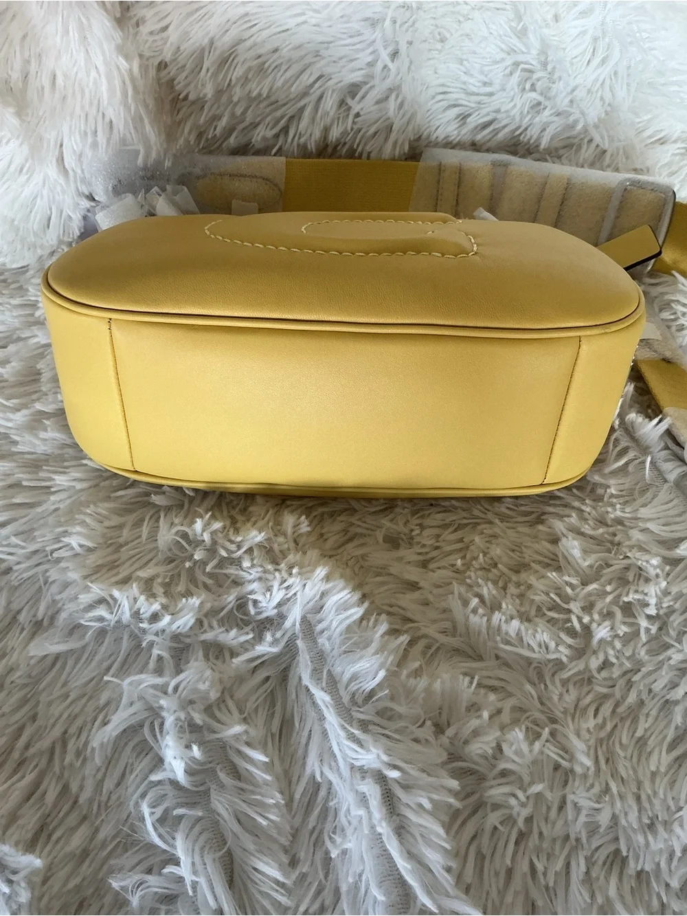 Coach quilted Yellow teri Crossbody with silver Chain Accent